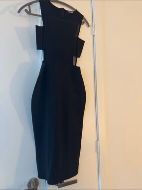 Missguided Black Midi Dress with Side Cutouts